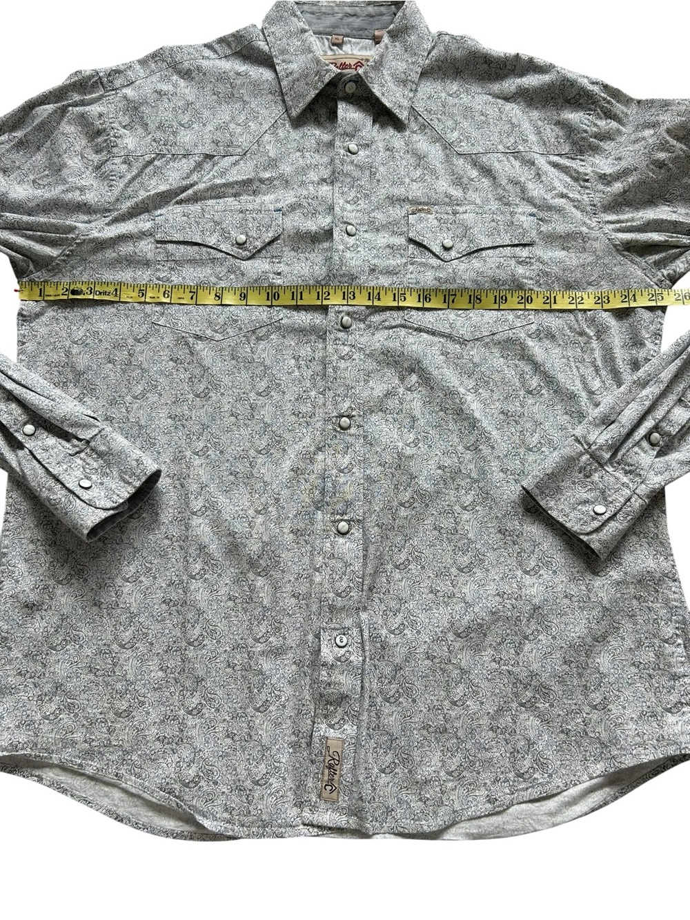Rafter C Men’s Western Pearl Snap Button-Down Paisley Grey Shirt Size XL - Picture 6 of 12